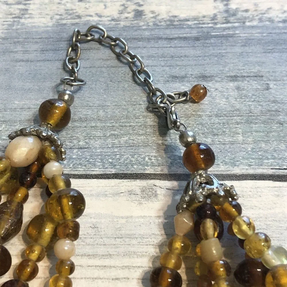 Acrylic Beads Necklace Multi-strand Brown Amber‎ Color 18
